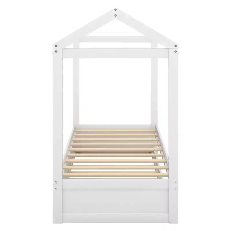 Lit cabane décorable Whisen avec lit gigogne – Blanc