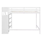 Whisen Lit mezzanine double en bois 93,8 po L x 57 po l avec armoire de rangement intégrée et escalier, espace optimisé