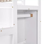 Whisen Lit mezzanine double en bois 93,8 po L x 57 po l avec armoire de rangement intégrée et escalier, espace optimisé