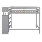 Whisen Lit mezzanine double en bois 93,8 po L x 57 po l avec armoire de rangement intégrée et escalier, espace optimisé