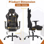 BestMassage Fauteuil de bureau gamer Racing avec fonction massage, soutien lombaire, en cuir PU pour adulte