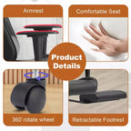 BestMassage Fauteuil de bureau gamer Racing avec fonction massage, soutien lombaire, en cuir PU pour adulte