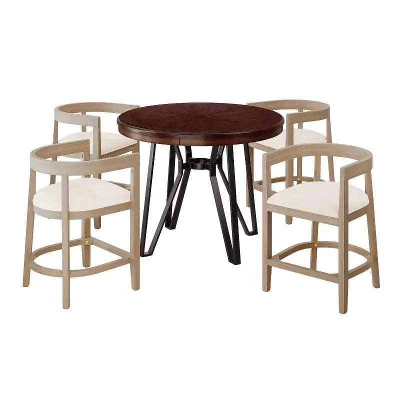 Ensemble de salle à manger Christopher Knight Home Ember 5 pièces en métal et hévéa, hauteur comptoir