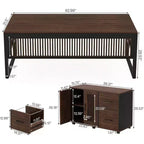 Bureau de direction en L Lantine de 63 pouces, grand bureau d'ordinateur moderne avec caisson de classement mobile pour bureau à domicile