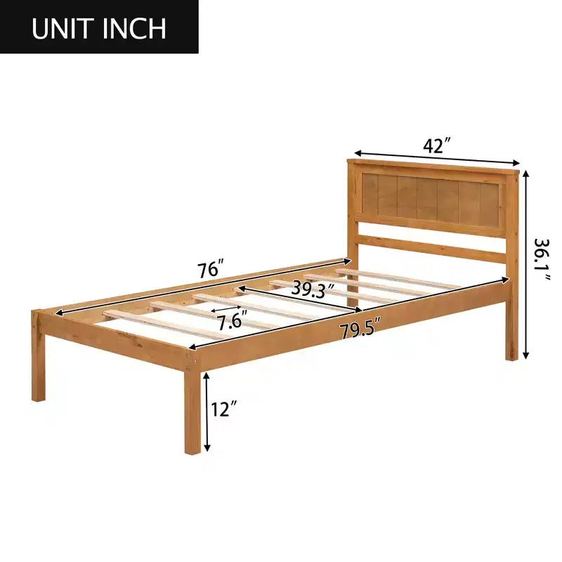 Lit plate-forme en bois Whisen moderne et simple avec tête de lit
