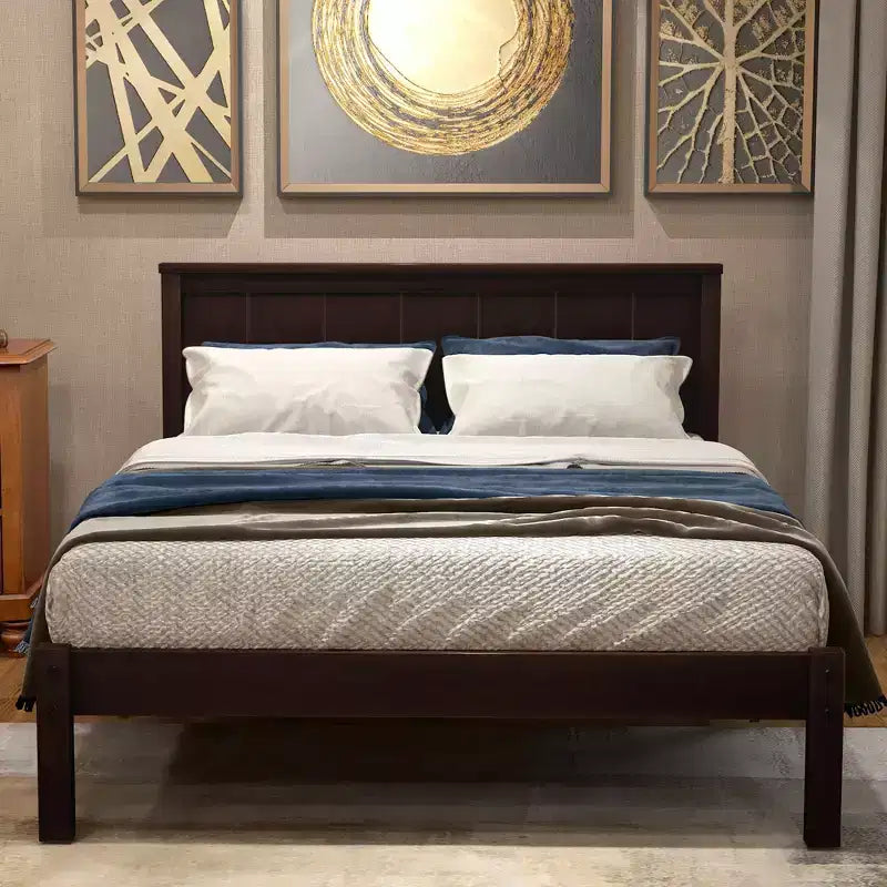Lit plate-forme en bois Whisen moderne et simple avec tête de lit