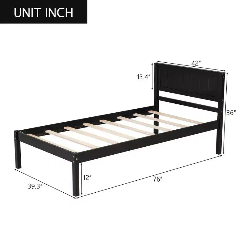 Lit plate-forme en bois Whisen moderne et simple avec tête de lit