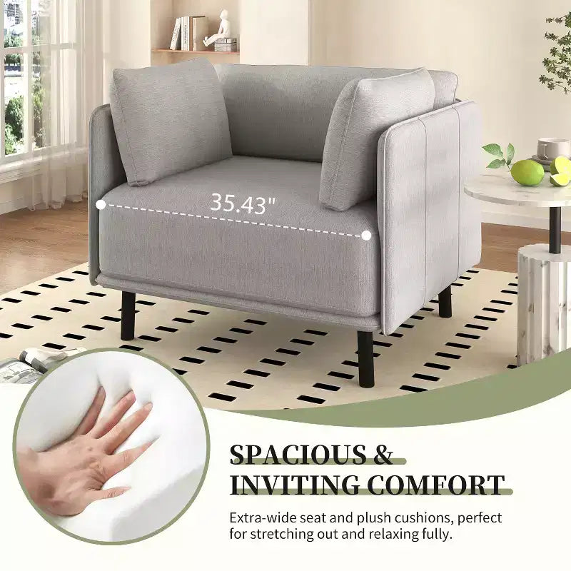 Fauteuil de salon vintage en cuir PU 39,17W avec cadre en bois massif et pieds en acier - HABITRIO
