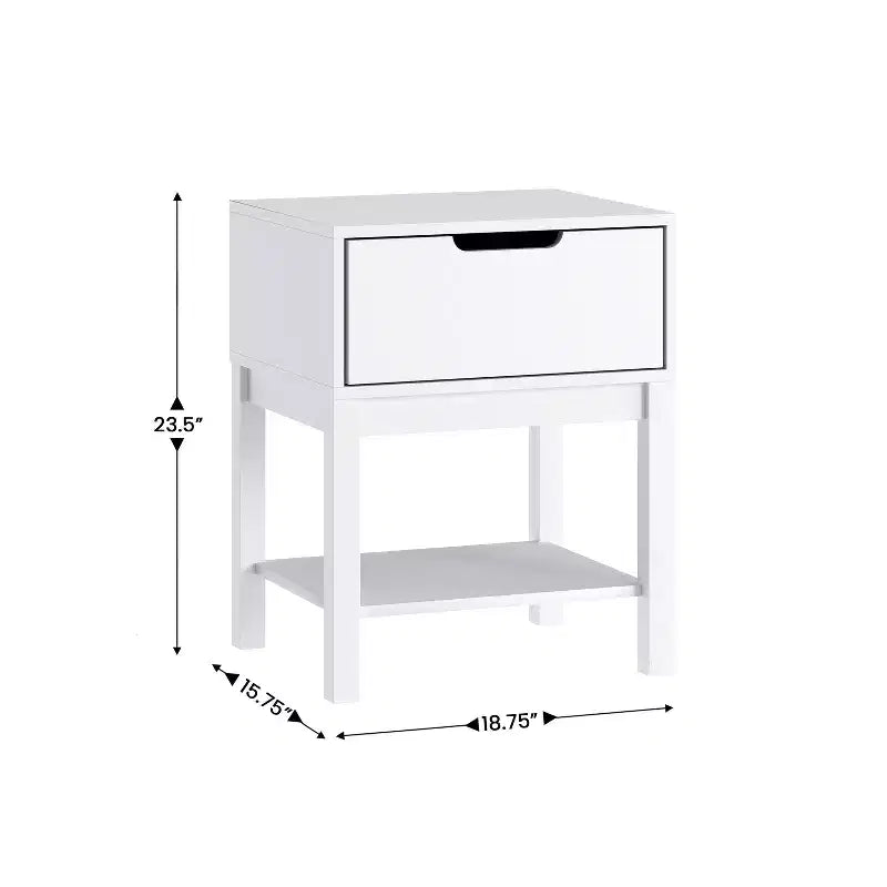 Flash Furniture Dallas Table de chevet en bois, Table d'appoint de chambre avec tiroir de rangement et étagère pour enfants