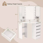 Coiffeuse d'angle Costway avec miroir LED et prises de courant Noir/Blanc