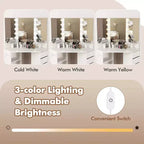 Coiffeuse d'angle Costway avec miroir LED et prises de courant Noir/Blanc