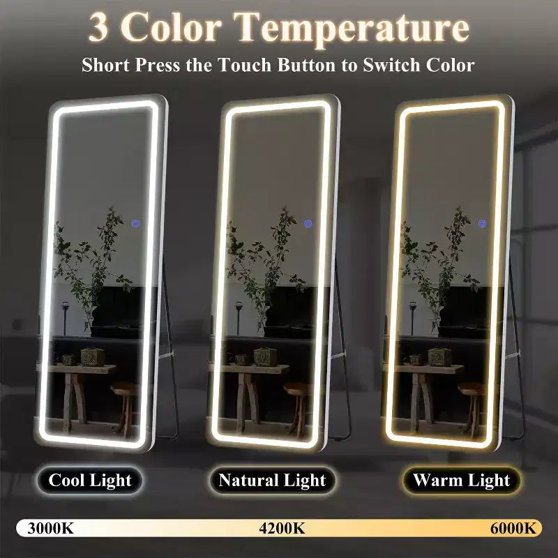 Miroir sans cadre rectangulaire moderne PexFix 40,6 cm l x 160 cm H avec coins arrondis, couleur blanc