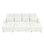 Canapé d'angle surdimensionné en U de 110,2 W, canapé-lit escamotable avec double chaise longue de rangement et 2 ports USB - ModernLuxe