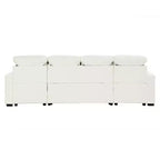 Canapé d'angle surdimensionné en U de 110,2 W, canapé-lit escamotable avec double chaise longue de rangement et 2 ports USB - ModernLuxe