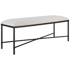 Banc d'appoint en tissu blanc Uttermost Avenham de 50 1/2 po de large
