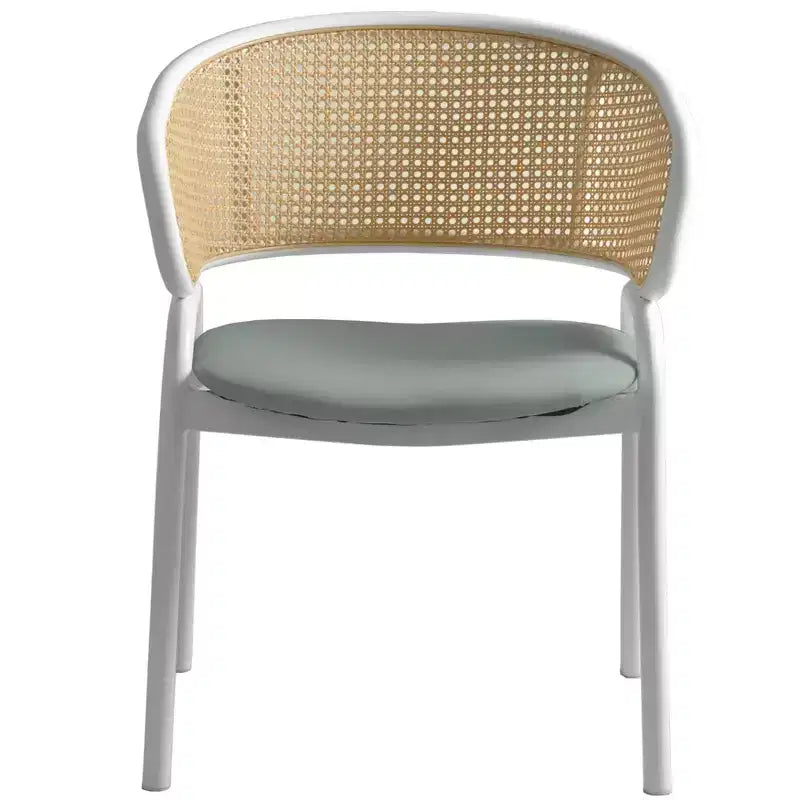 LeisureMod Ervilla - Lot de 4 chaises de salle à manger en osier avec dossier en U, assise en cuir et structure en acier - Sièges modernes pour cuisine, salle à manger, café