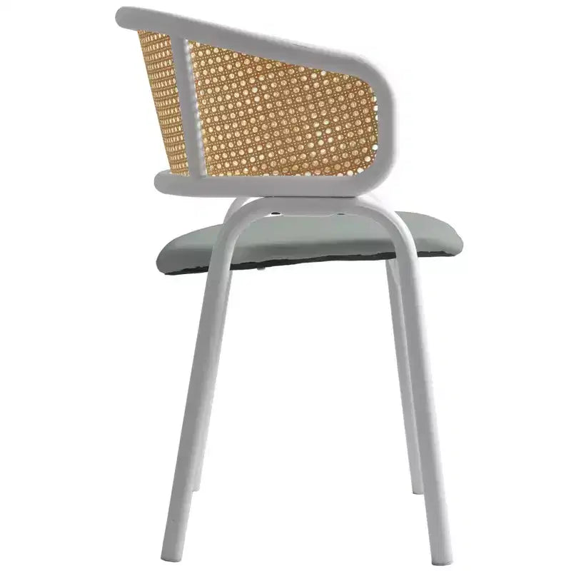 LeisureMod Ervilla - Lot de 4 chaises de salle à manger en osier avec dossier en U, assise en cuir et structure en acier - Sièges modernes pour cuisine, salle à manger, café