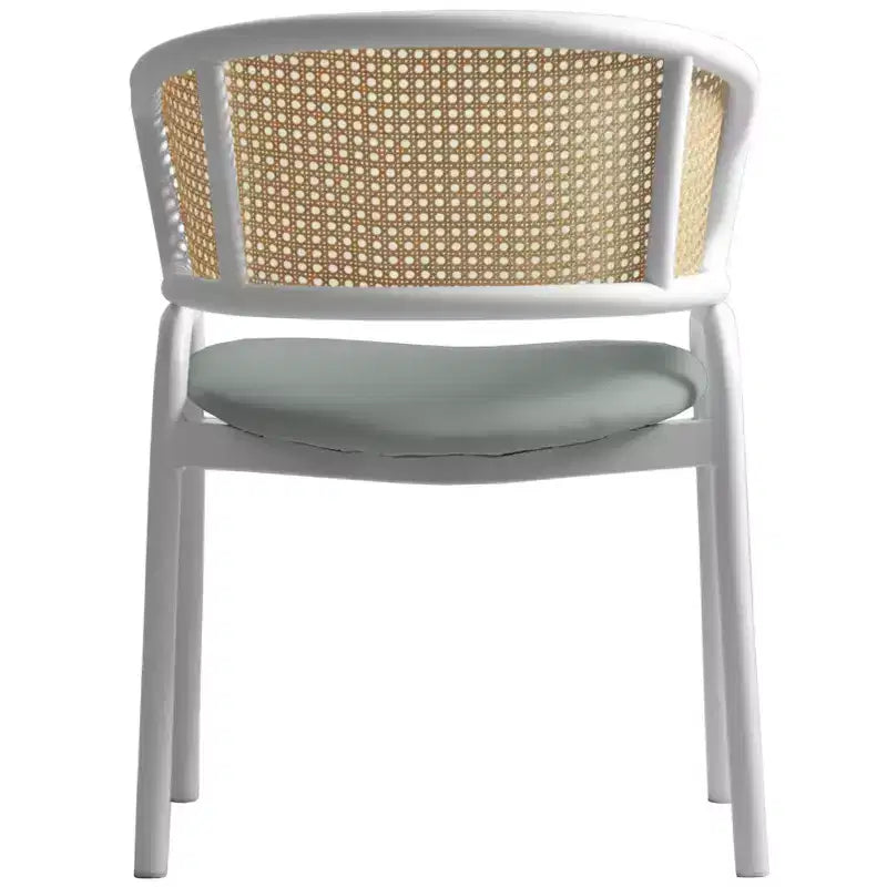 LeisureMod Ervilla - Lot de 4 chaises de salle à manger en osier avec dossier en U, assise en cuir et structure en acier - Sièges modernes pour cuisine, salle à manger, café