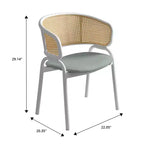 LeisureMod Ervilla - Lot de 4 chaises de salle à manger en osier avec dossier en U, assise en cuir et structure en acier - Sièges modernes pour cuisine, salle à manger, café