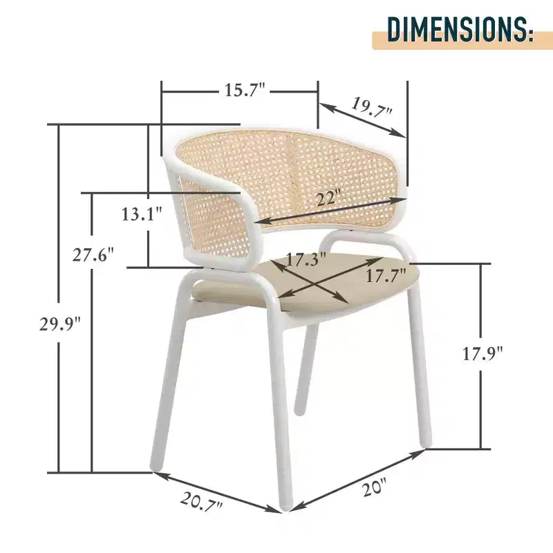 LeisureMod Ervilla - Lot de 4 chaises de salle à manger en osier avec dossier en U, assise en cuir et structure en acier - Sièges modernes pour cuisine, salle à manger, café