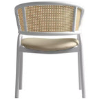 LeisureMod Ervilla - Lot de 4 chaises de salle à manger en osier avec dossier en U, assise en cuir et structure en acier - Sièges modernes pour cuisine, salle à manger, café