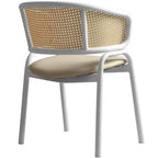 LeisureMod Ervilla - Lot de 4 chaises de salle à manger en osier avec dossier en U, assise en cuir et structure en acier - Sièges modernes pour cuisine, salle à manger, café