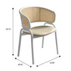 LeisureMod Ervilla - Lot de 4 chaises de salle à manger en osier avec dossier en U, assise en cuir et structure en acier - Sièges modernes pour cuisine, salle à manger, café