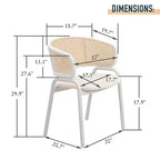 LeisureMod Ervilla - Lot de 4 chaises de salle à manger en osier avec dossier en U, assise en cuir et structure en acier - Sièges modernes pour cuisine, salle à manger, café