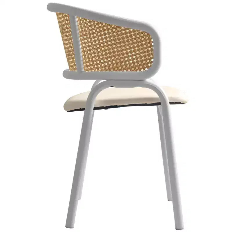 LeisureMod Ervilla - Lot de 4 chaises de salle à manger en osier avec dossier en U, assise en cuir et structure en acier - Sièges modernes pour cuisine, salle à manger, café