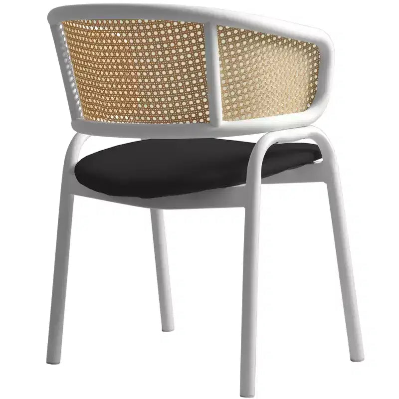 LeisureMod Ervilla - Lot de 4 chaises de salle à manger en osier avec dossier en U, assise en cuir et structure en acier - Sièges modernes pour cuisine, salle à manger, café