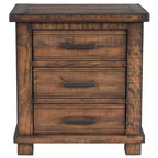 Table de chevet rustique 24W avec 3 tiroirs et cadre en bois de pin recyclé, Natural-ModernLuxe