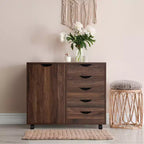 Classeur de bureau à 5 tiroirs avec étagères, classeurs en bois pour le bureau à domicile, classeur mobile latéral.
