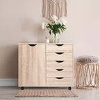 Classeur de bureau à 5 tiroirs avec étagères, classeurs en bois pour le bureau à domicile, classeur mobile latéral.
