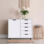 Classeur de bureau à 5 tiroirs avec étagères, classeurs en bois pour le bureau à domicile, classeur mobile latéral.