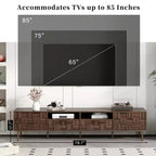 Meuble TV Mid-century avec 2 tiroirs, Table console multimédia pour TV jusqu'à 85 pouces, Meuble de rangement avec 2 armoires, Marron foncé - HABITRIO