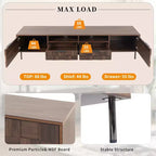 Meuble TV Mid-century avec 2 tiroirs, Table console multimédia pour TV jusqu'à 85 pouces, Meuble de rangement avec 2 armoires, Marron foncé - HABITRIO
