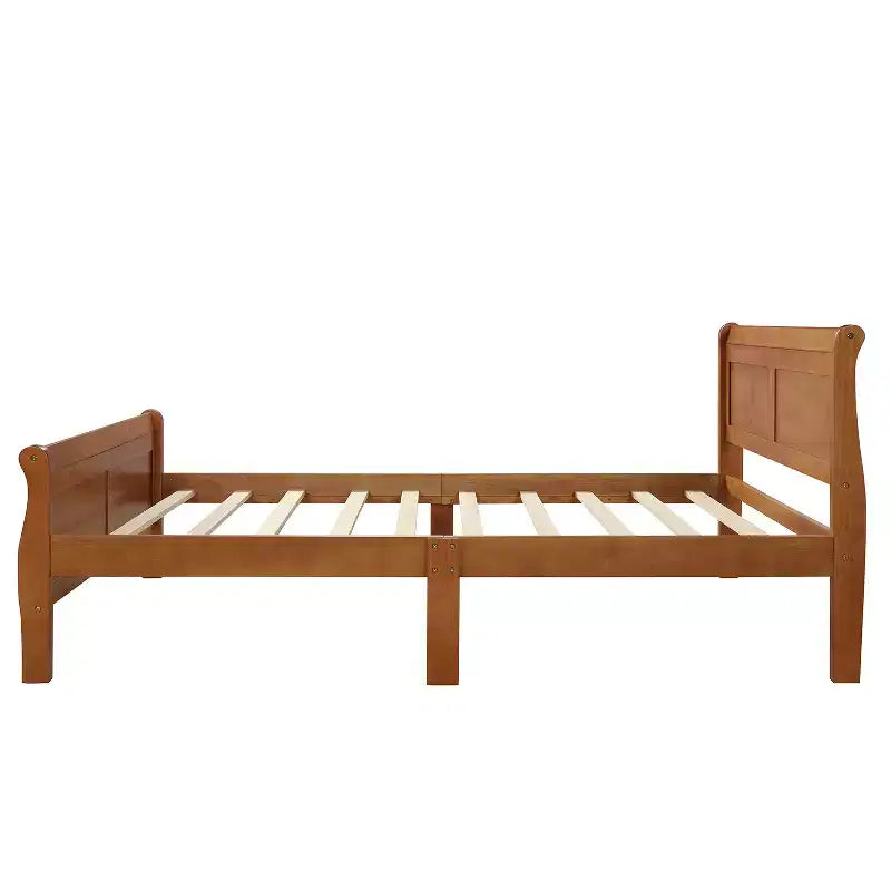 Lit plateforme Whisen Wood avec design traîneau, tête de lit, pied de lit et support à lattes robuste