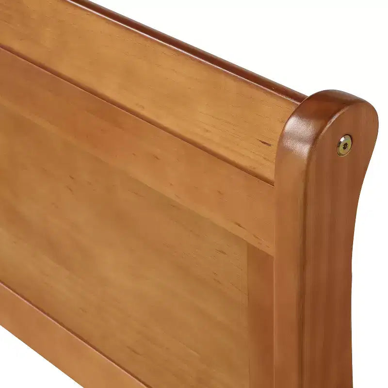 Lit plateforme Whisen Wood avec design traîneau, tête de lit, pied de lit et support à lattes robuste