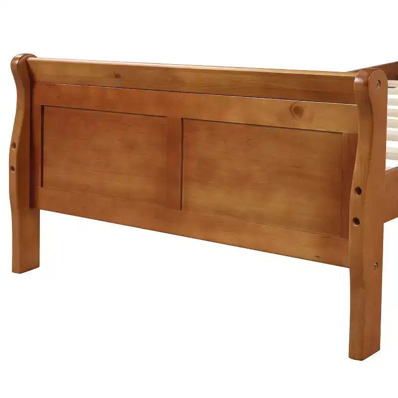 Lit plateforme Whisen Wood avec design traîneau, tête de lit, pied de lit et support à lattes robuste