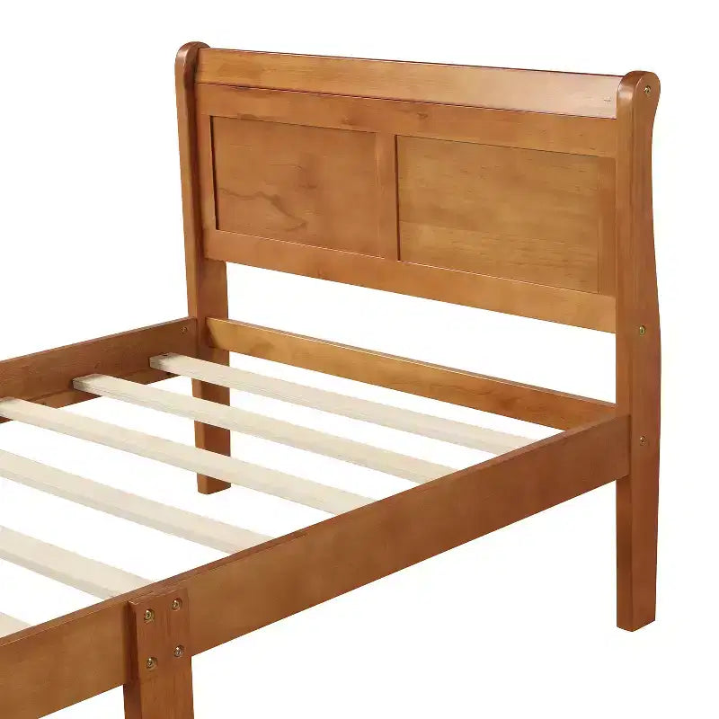 Lit plateforme Whisen Wood avec design traîneau, tête de lit, pied de lit et support à lattes robuste