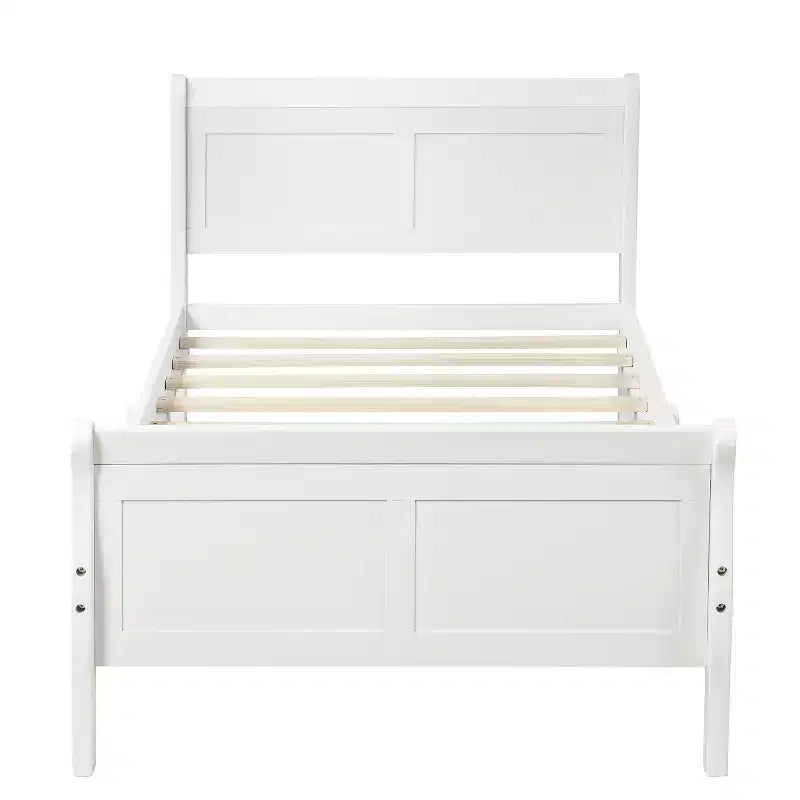 Lit plateforme Whisen Wood avec design traîneau, tête de lit, pied de lit et support à lattes robuste