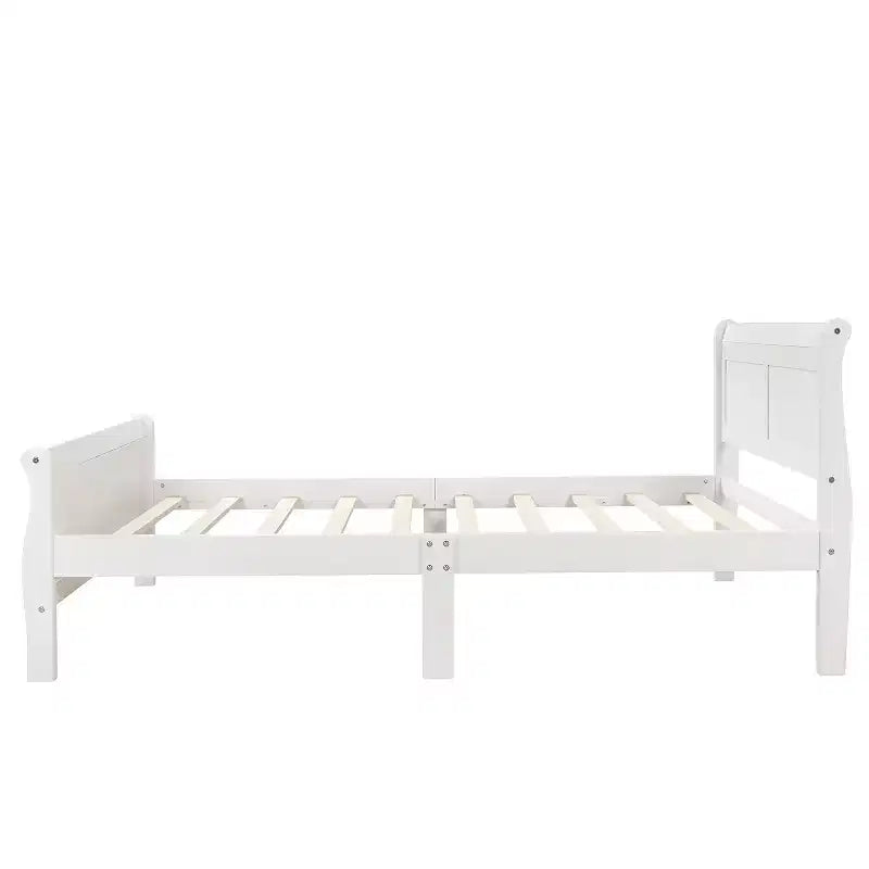 Lit plateforme Whisen Wood avec design traîneau, tête de lit, pied de lit et support à lattes robuste