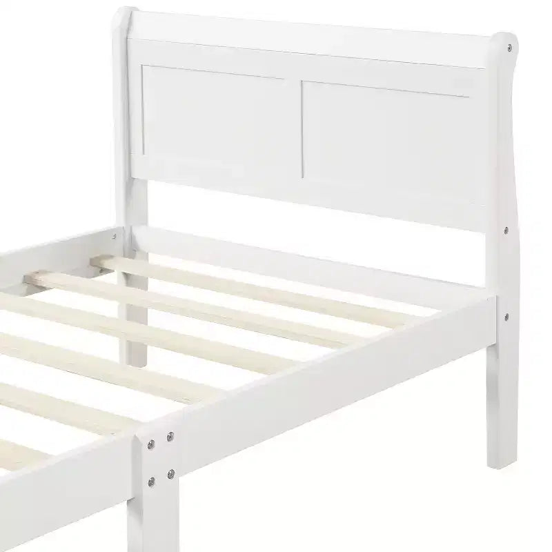 Lit plateforme Whisen Wood avec design traîneau, tête de lit, pied de lit et support à lattes robuste