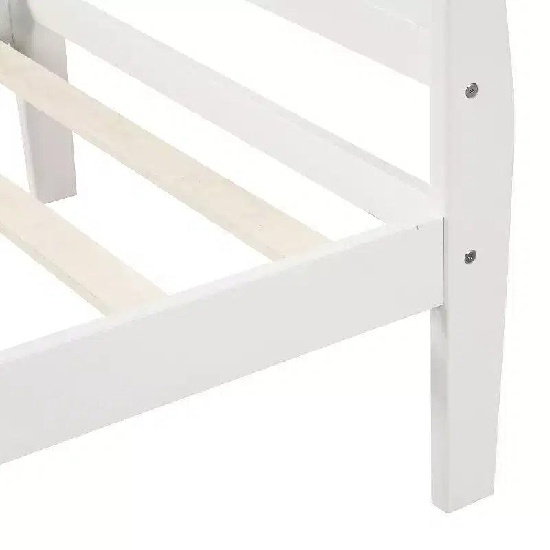 Lit plateforme Whisen Wood avec design traîneau, tête de lit, pied de lit et support à lattes robuste