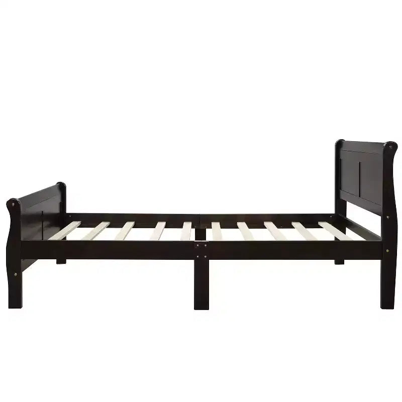 Lit plateforme Whisen Wood avec design traîneau, tête de lit, pied de lit et support à lattes robuste