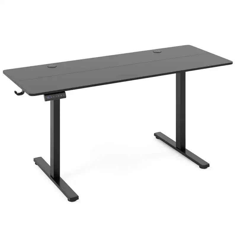 Bureau assis-debout électrique réglable en hauteur Costway 63 x 24 pouces naturel/marron/blanc