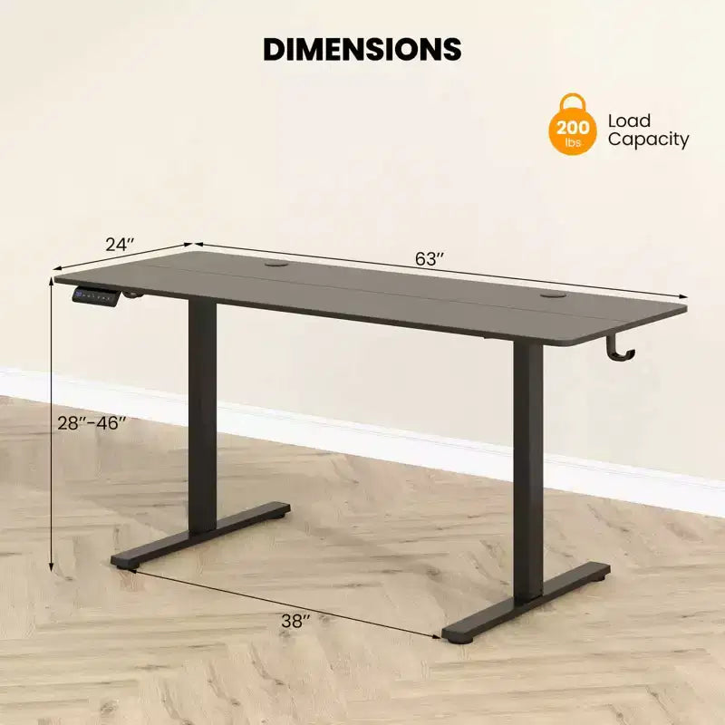 Bureau assis-debout électrique réglable en hauteur Costway 63 x 24 pouces naturel/marron/blanc