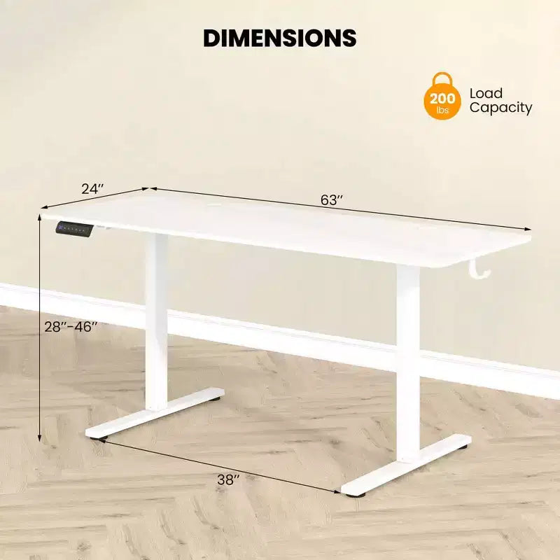 Bureau assis-debout électrique réglable en hauteur Costway 63 x 24 pouces naturel/marron/blanc