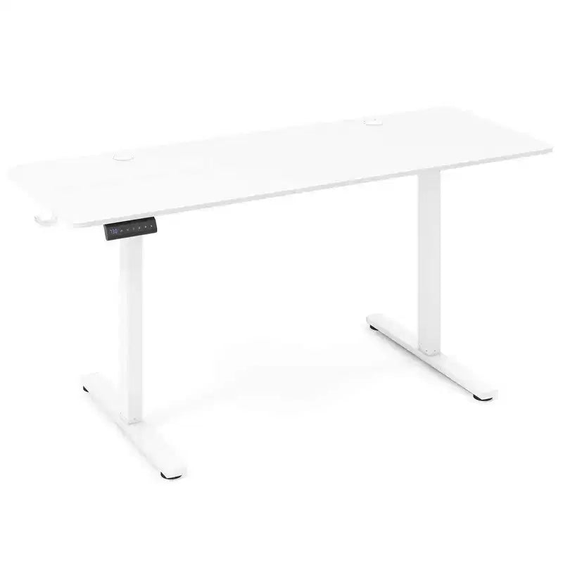 Bureau assis-debout électrique réglable en hauteur Costway 63 x 24 pouces naturel/marron/blanc
