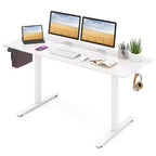 Bureau assis-debout électrique réglable en hauteur Costway 63 x 24 pouces naturel/marron/blanc